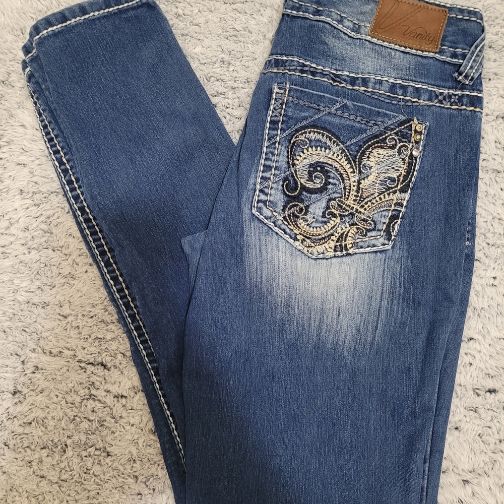 Vanity Blue Women's Skinny Jeans with Embroidery